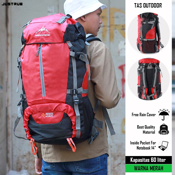 Justrue Lepus Tas Gunung 60 Liter Ransel Keril 60L Merah 120