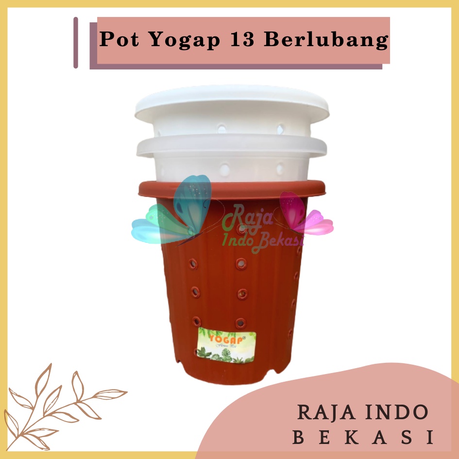 Rajaindobekasi Pot Yogap 13 Putih Bening Transparan Merah Bata Merah Coklat Terracota Terracotta Berlubang