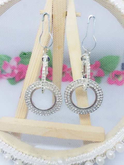 A102 Anting hijab juntai bulat full diamond_anting jilbab