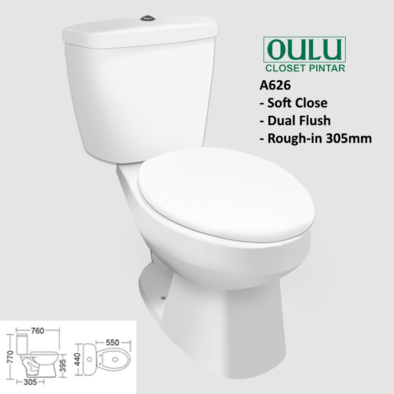 Sandimas Toilet Two Piece OULU 626 DANTE Kloset Duduk Dual Flush