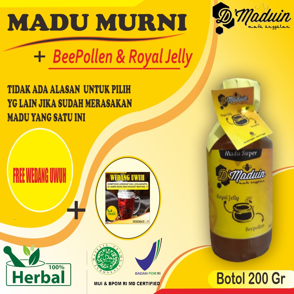 

Madu Super Unggulan Beepollen & Royal Jelly Asli 200 gr