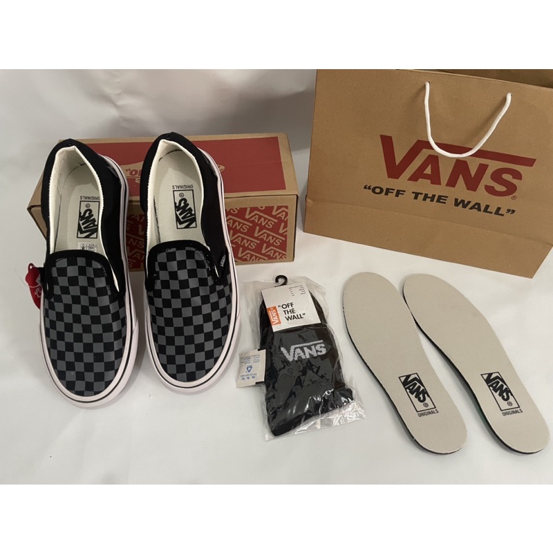 VANS SLIPON Checkerboard ABU HITAM IMPOR CHINA PREMIUM