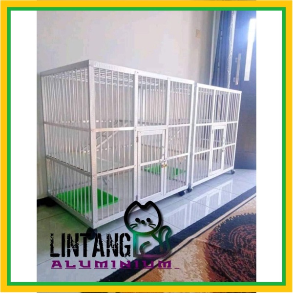 Kandang Kucing Aluminium Minimalis 2 Kamar White