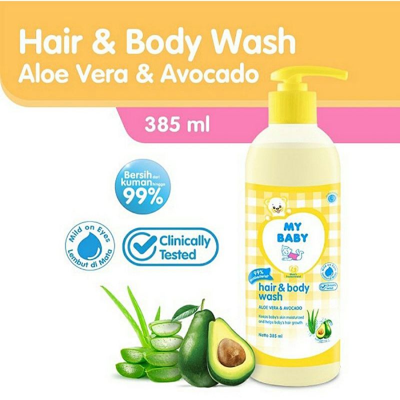 My Baby Hair &amp; Body Wash Pump 385ml / Sabun Mybaby 2in1 Pump 385ml