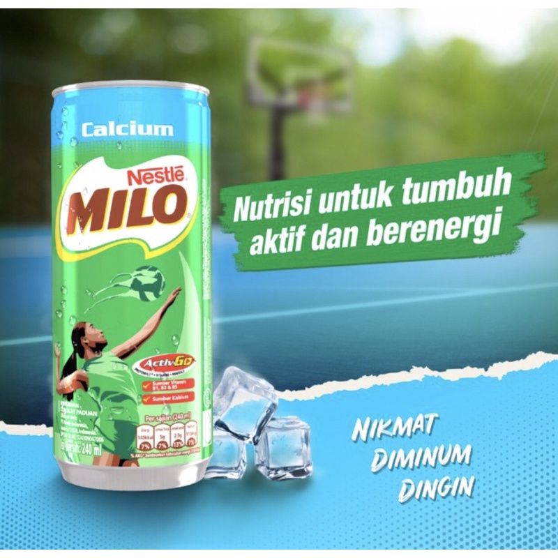 Milo kaleng calcium 240 ml ( susu milo siap minum )