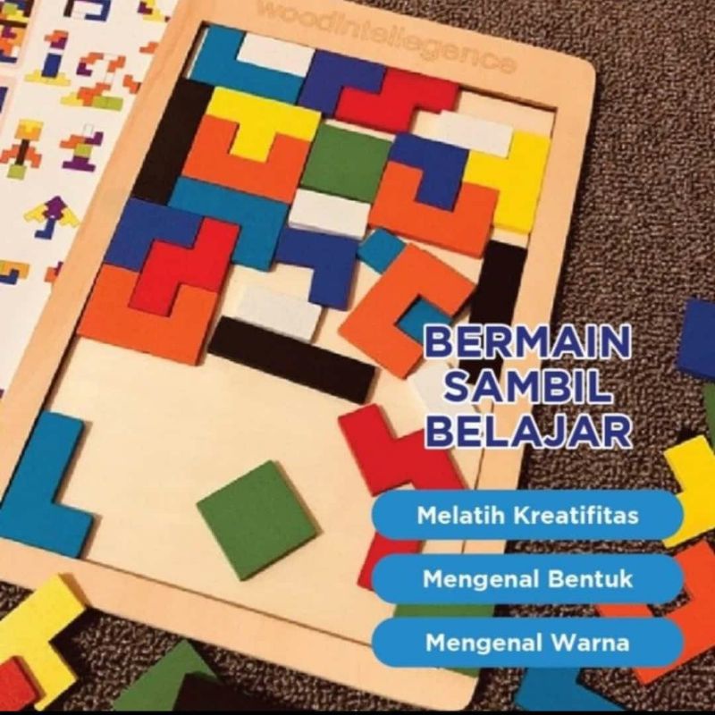 Mainan Puzzle Kayu Tetris