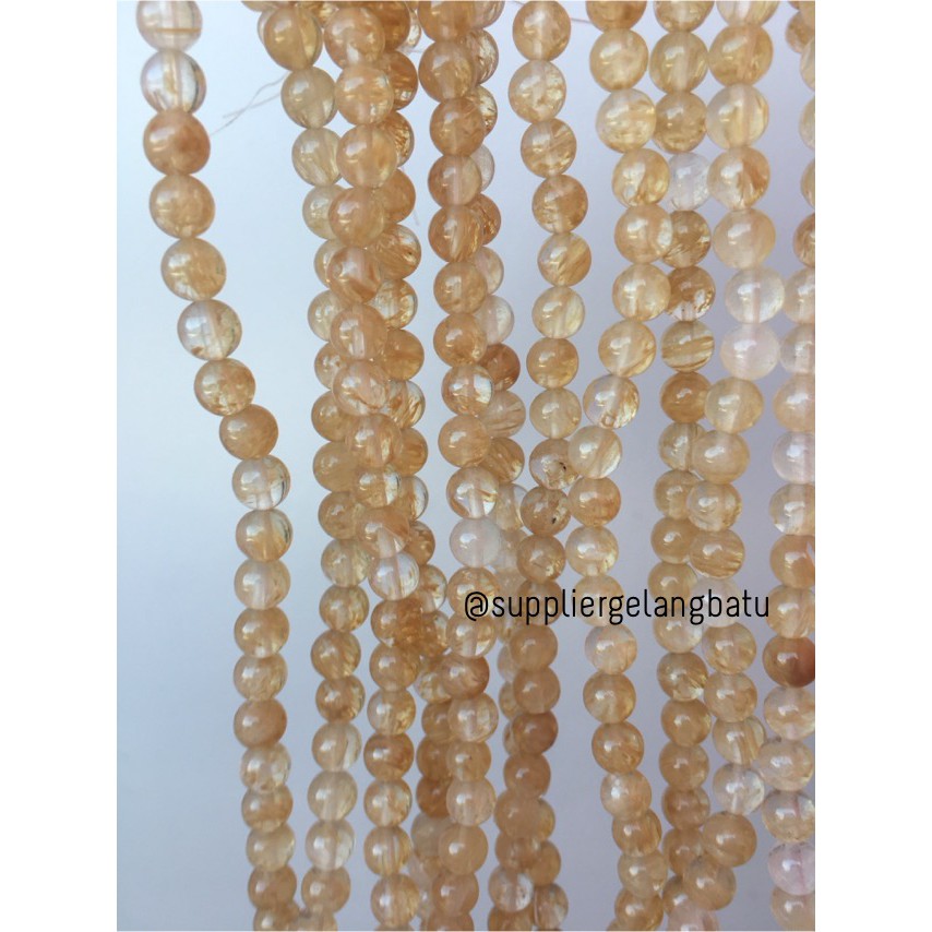 natural batu CITRINE kuning 6mm kristal yellow citrin media kesehatan aksesoris fashion pernik unik