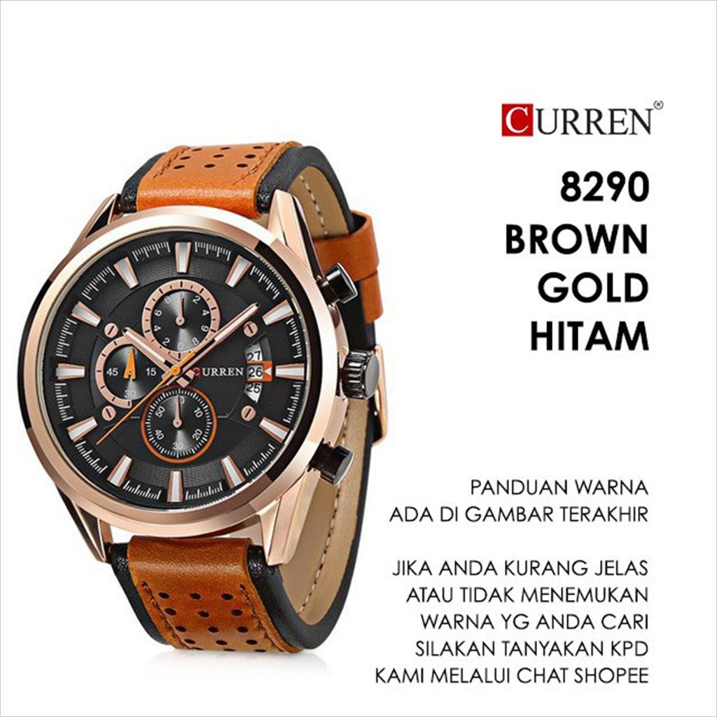 CURREN 8290 ORIGINAL Jam Tangan Pria Chronograph Aktif Tali Kulit