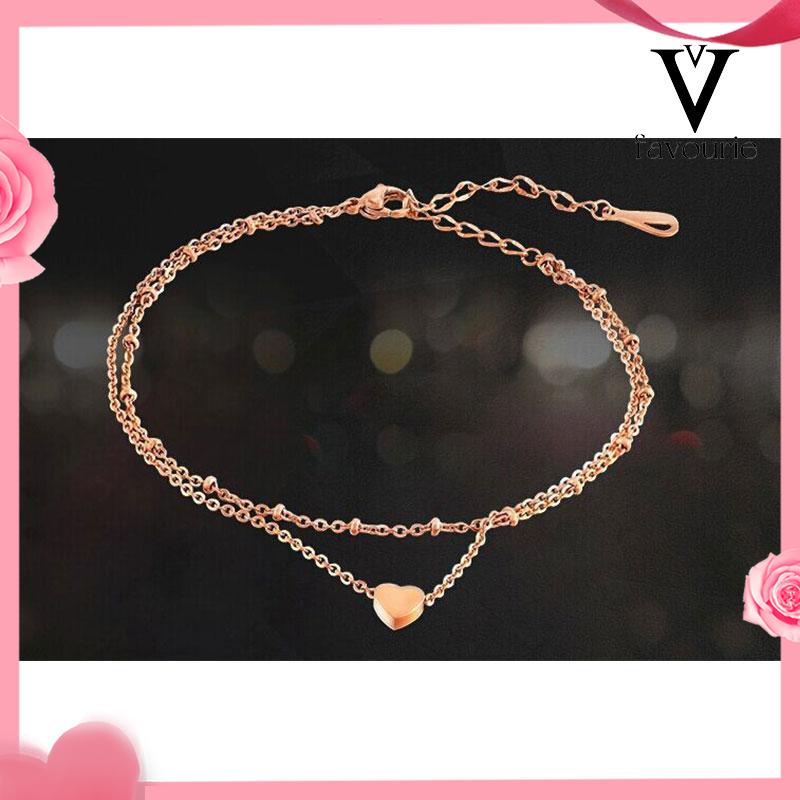 [COD]Fashion Double Layer Love Beach Anklet Titanium Steel Gift Alas Kaki-FA