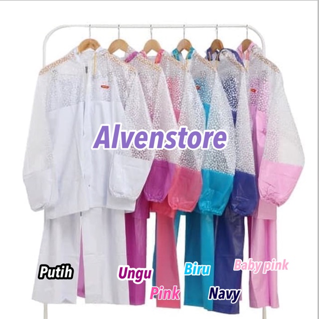 Jas Hujan Tiger head setelan Gemini polkadot original