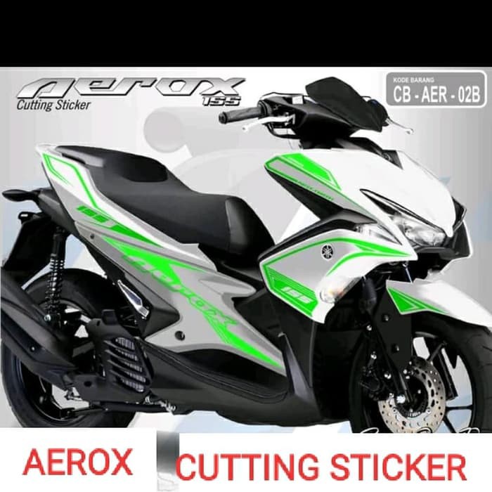 STRIPING CUTTING STICKER AEROX motor white sticker green