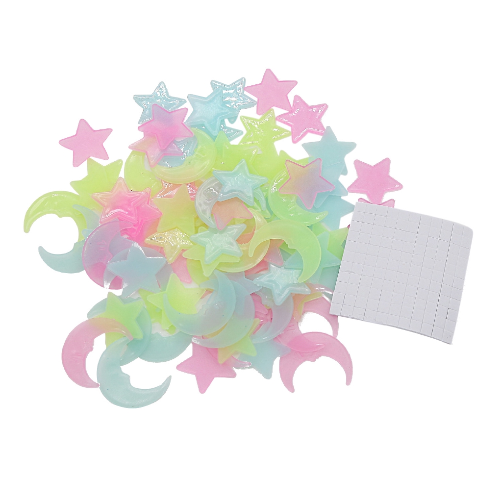 100pcs Stiker Dinding Decal Model Glow In The Dark 3D Bahan PVC Untuk Kamar Anak