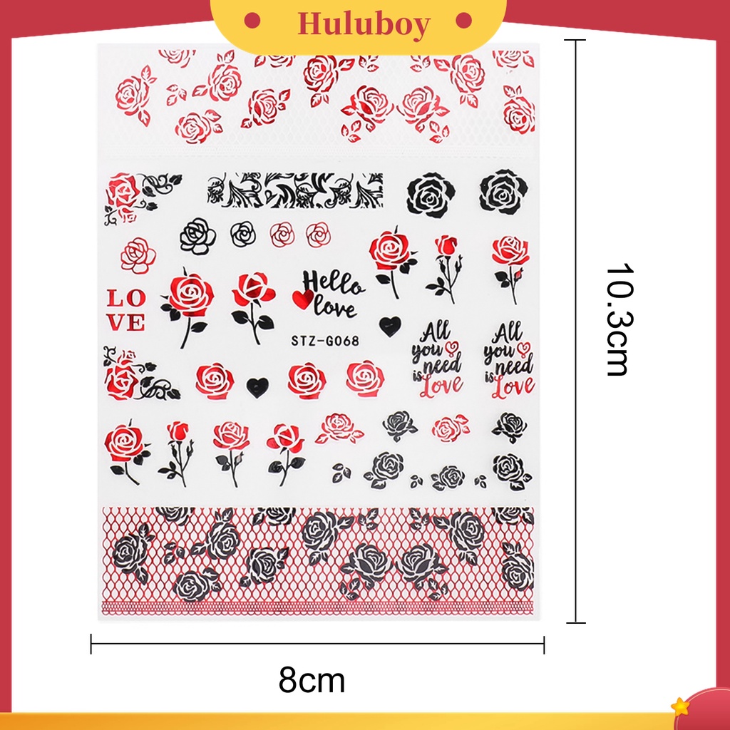 Huluboy Huluboy♡ Stiker Nail Art Warna-Warni Gaya Retro Untuk Wanita