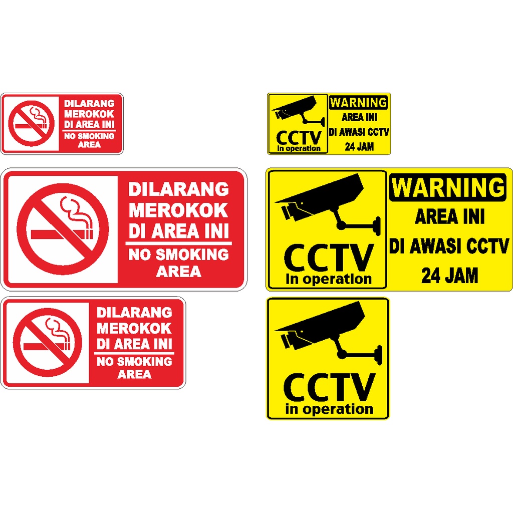 Jual Sticker Warning Dilarang Merokok Warning Peringatan Area Cctv