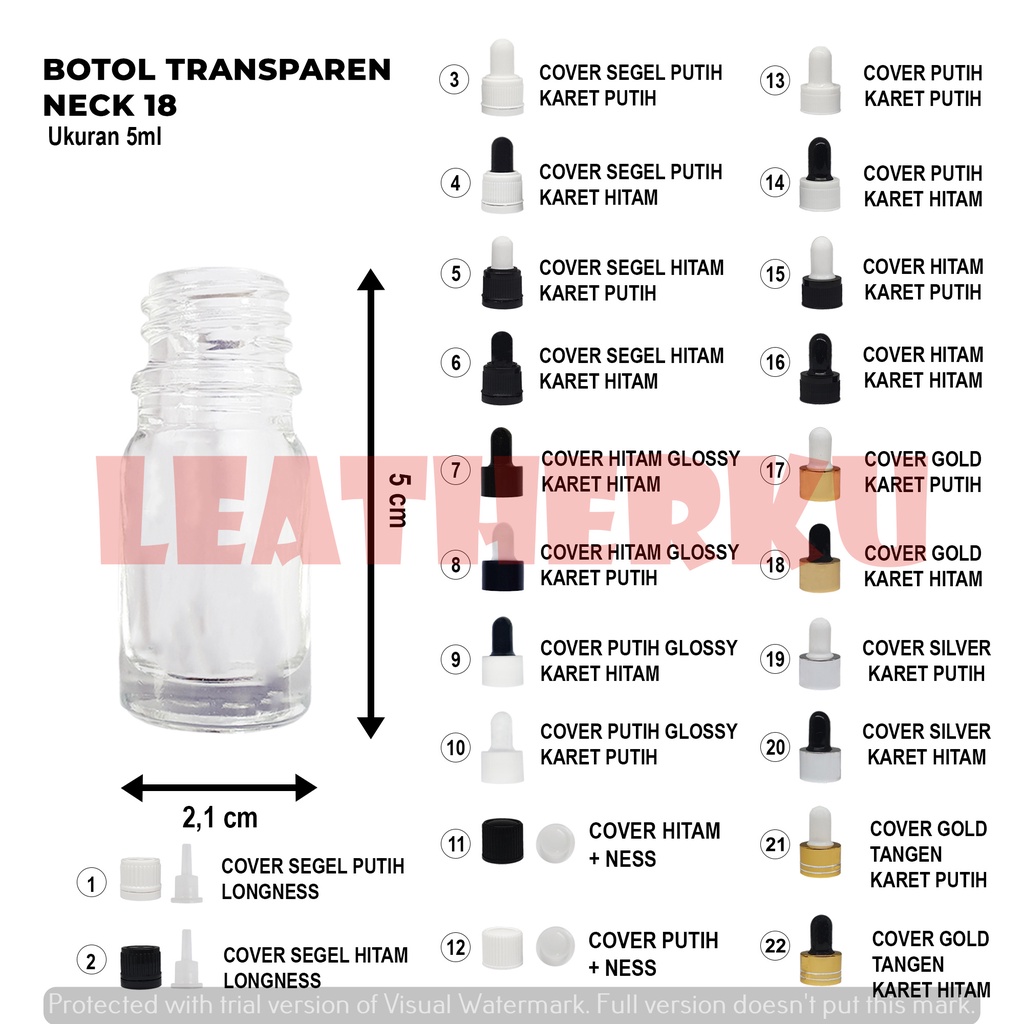 Botol Kaca Pipet Import 5 ML Transparent