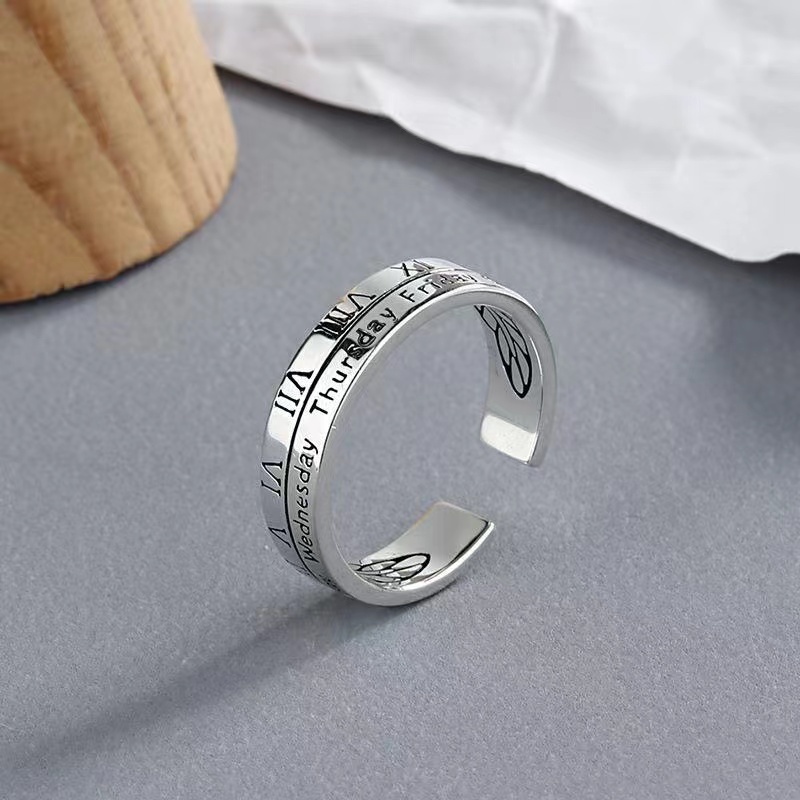 Cincin Desain Angka Romawi Gaya Retro Hip Hop