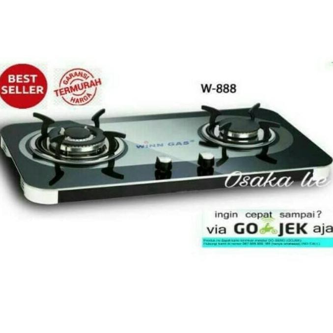 (READY COD) KOMPOR GAS TANAM KACA WIN GAS W-888 2 TUNGKU TERLENGKAP