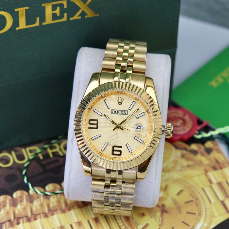 Jam Tangan Wanita / Pria Rolex p2185 Rantai Tanggal Aktif Fullset ( Paperbag, Box Rolex &amp; Baterai )