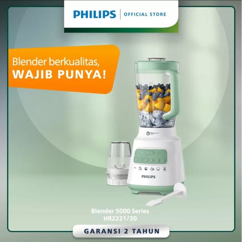 BLENDER PHILIPS HR 2221 / HR2221 2IN1 PLASTIK 2 L ORIGINAL GARANSI RESMI