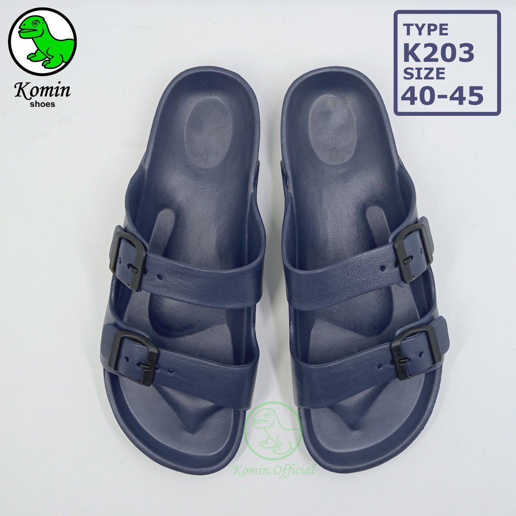Sandal Slipon Sandal Pria Strap Sendal Cowok Hush Puppies Sandal Slop Polos Terbaru-NAVY