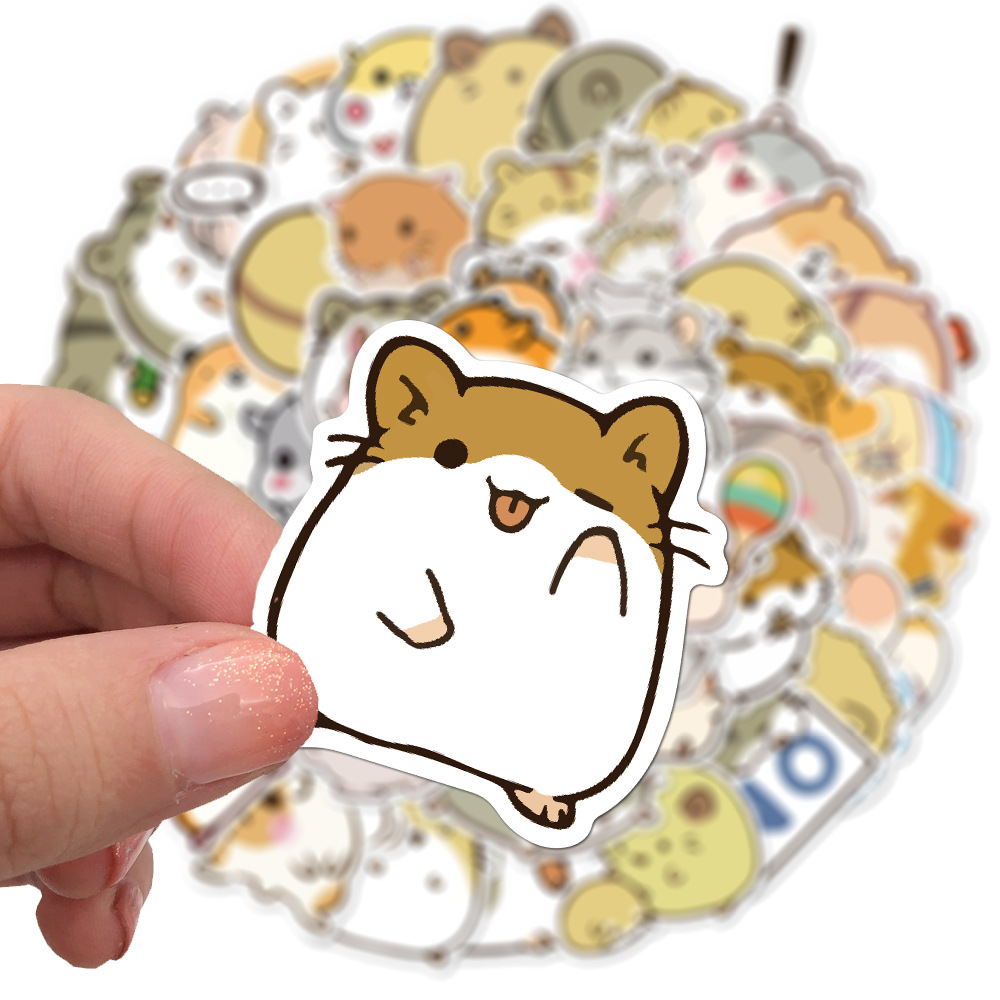 50 Pcs Waterproof Removable Cartoon Hamster Animal Graffiti Stickers for Laptop Fridge Luggage Decoration