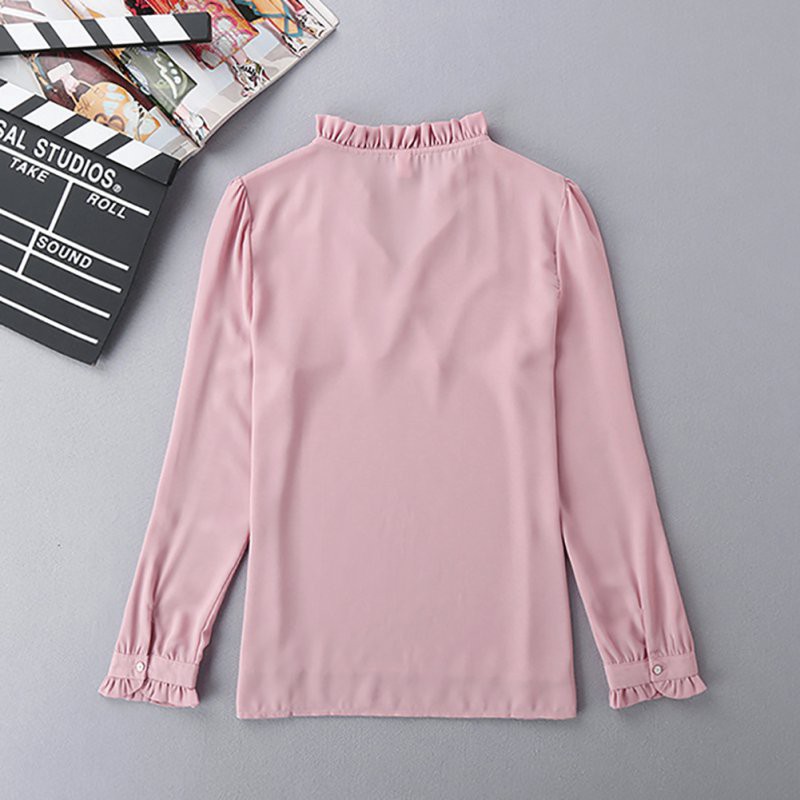 KAOS Wanita Dewasa Remaja Kekinian Branded  Modis Pula Win1 Blus Vogue Lengan Panjang Kerah Tegak