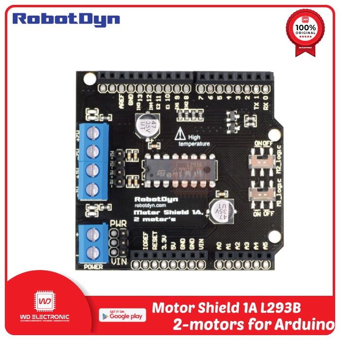 RobotDyn Motor Shield 1A L293B 2-motors for Arduino