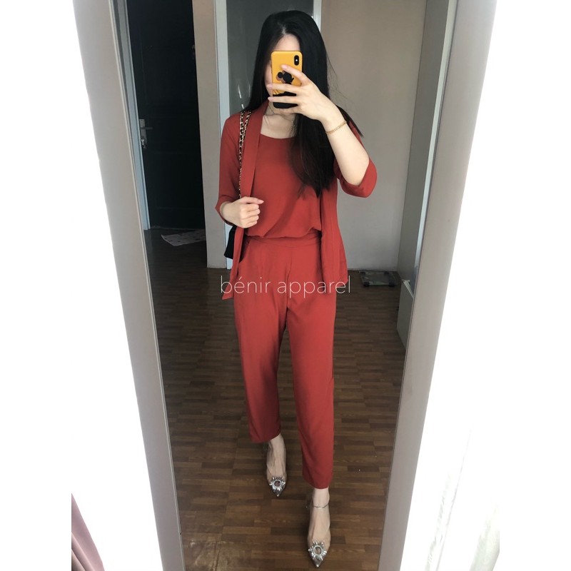 Novela set pants benir apparel-redorange