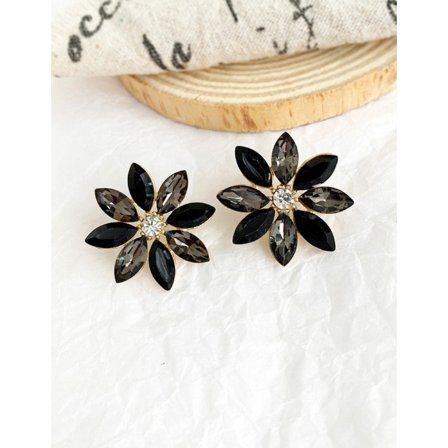 LRC Anting Tusuk Fashion Alloy Diamond Flower Earrings F99898