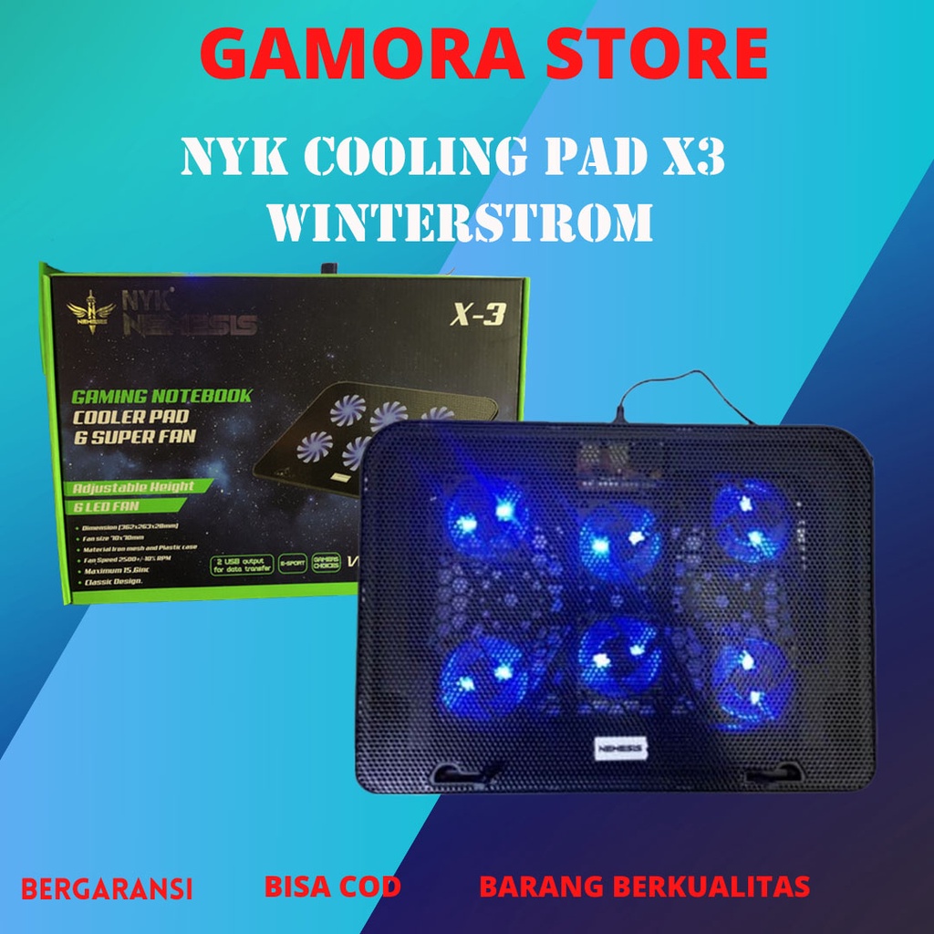 Jual Fan Cooler Cooling Pad Laptop Gaming Nyk Nemesis X Winterstorm