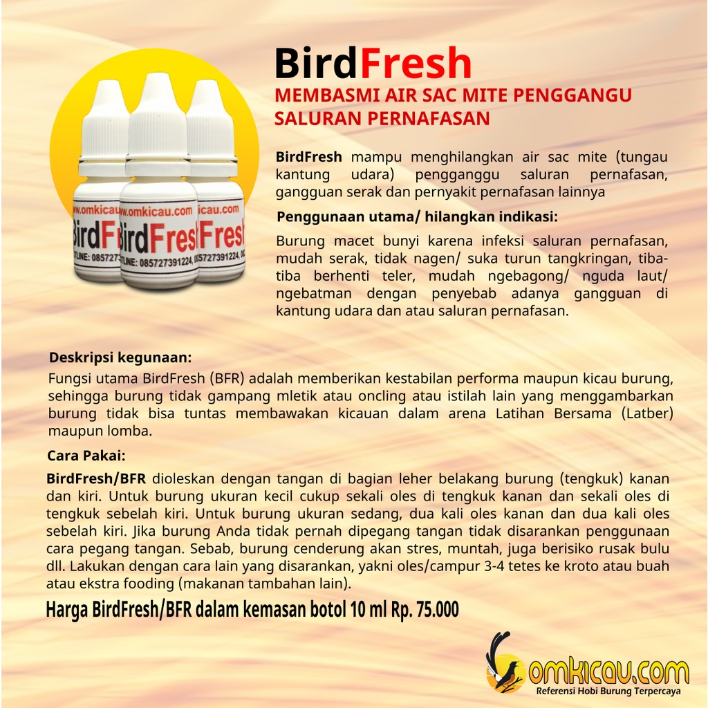 Vitamin Suplemen Obat Bird Fresh Om Kicau