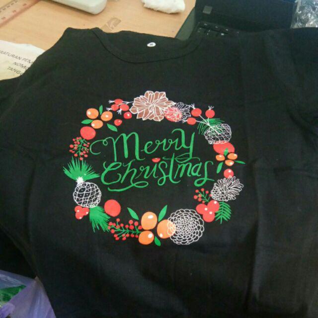 MERRY CHRISTMAS BUNGA NATAL BAJU KAOS TUMBLR TEE HITAM 