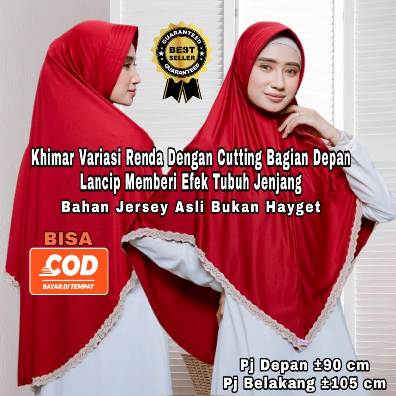 Khimar Jilbab Hijab Kerudung Kudung Bergo Instan Instant Instand Variasi Kombinasi Renda Rajut India