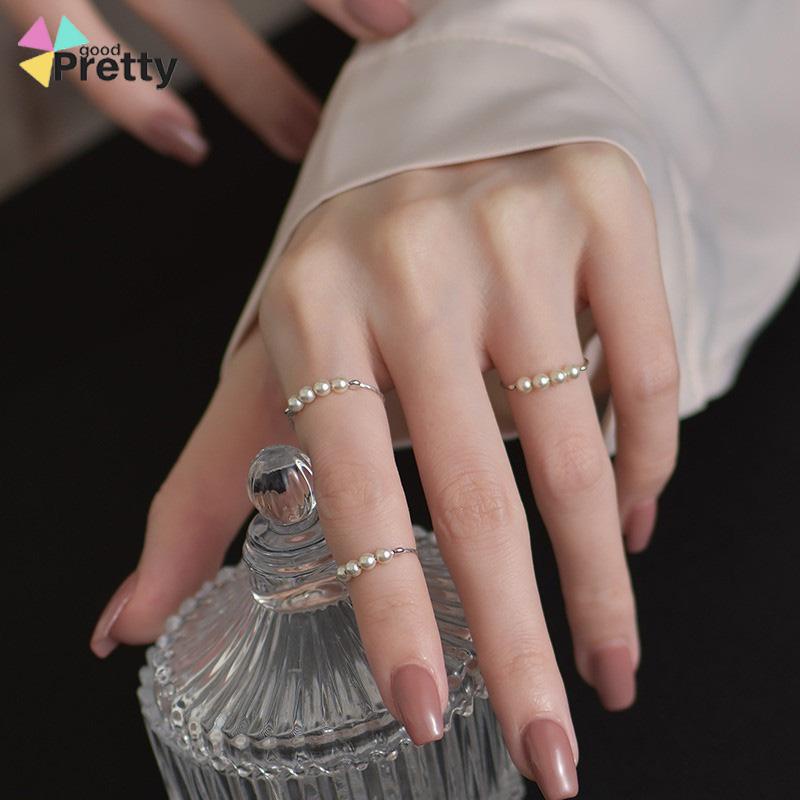 Cincin Mutiara Sederhana Wanita Premium Sense Retro Fashion Temperamen Cincin Pembuka - PD