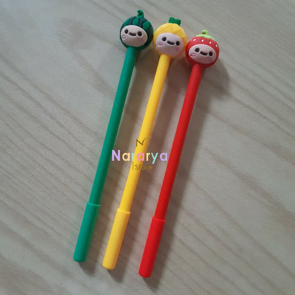 

2x Gel Pen Kepala Buah / Gel Pen Karakter / Gel Pen Lucu / Pulpen Lucu / Alat Tulis Sekolah