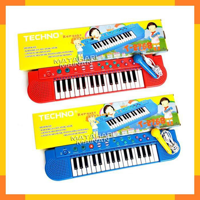 Mainan Edukasi Anak - Piano Techno Musik Mic Karaoke 26 Melodi Lagu