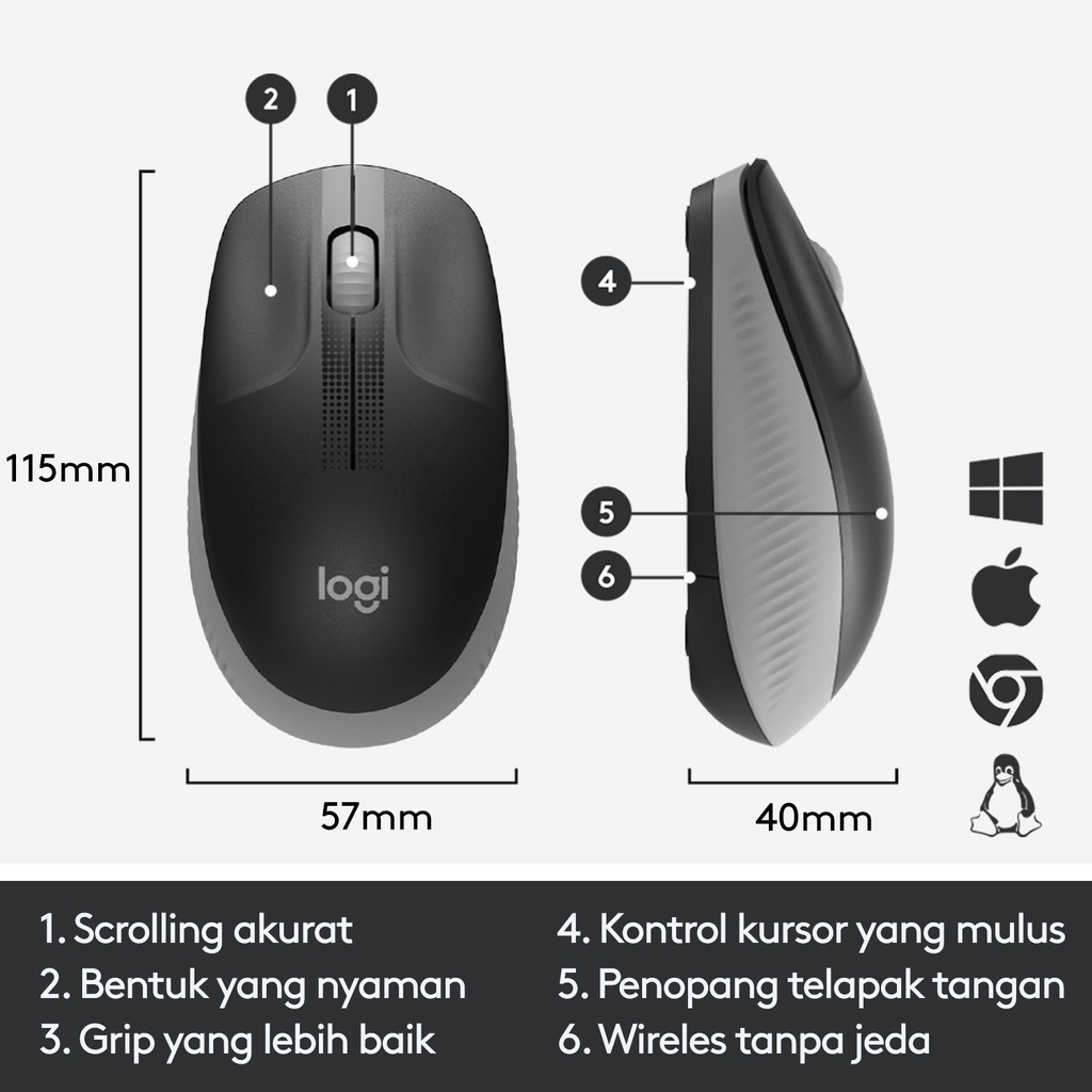 LOGITECH M191 FULL SIZE WIRELESS MOUSE - BLACK - ORIGINAL