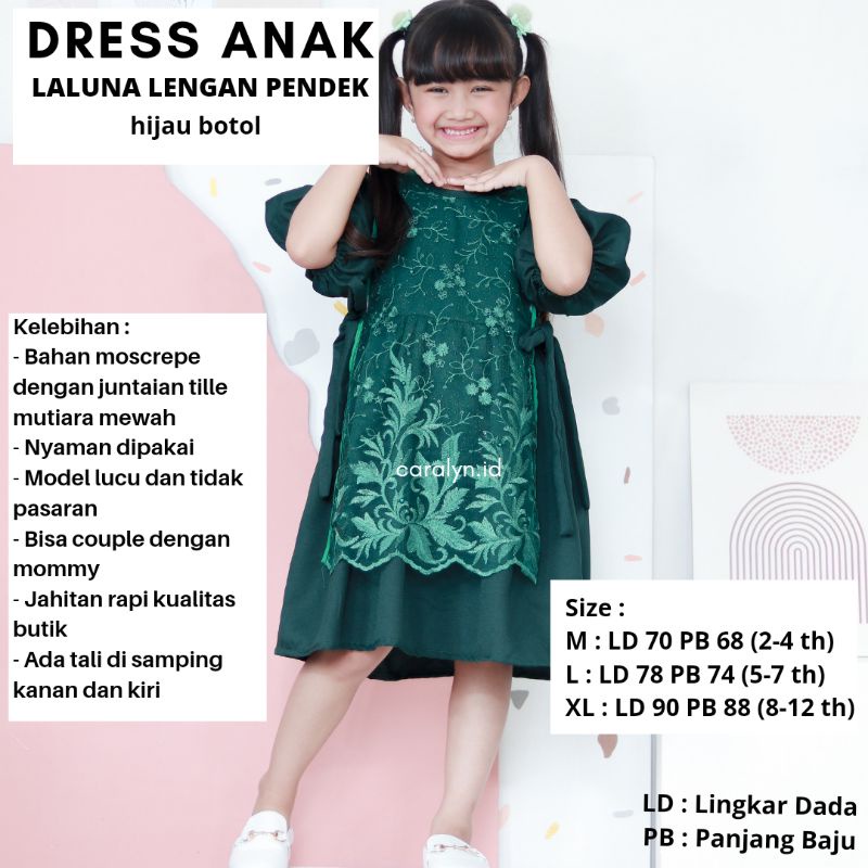 DRESS ANAK LALUNA LENGAN PENDEK PREMIUM