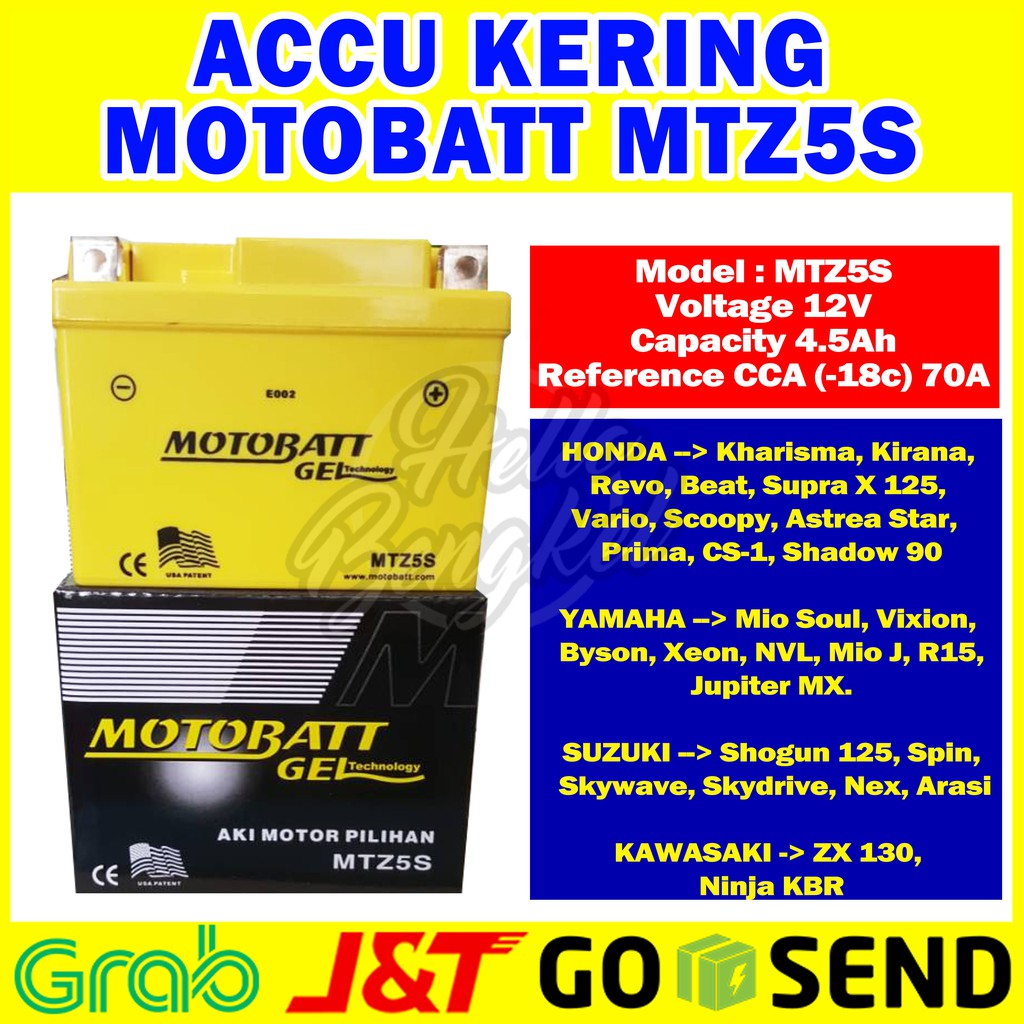 Accu Aki Honda Beat MOTOBATT MTZ5S Gel MOTOBAT MOTTOBAT MOTOR