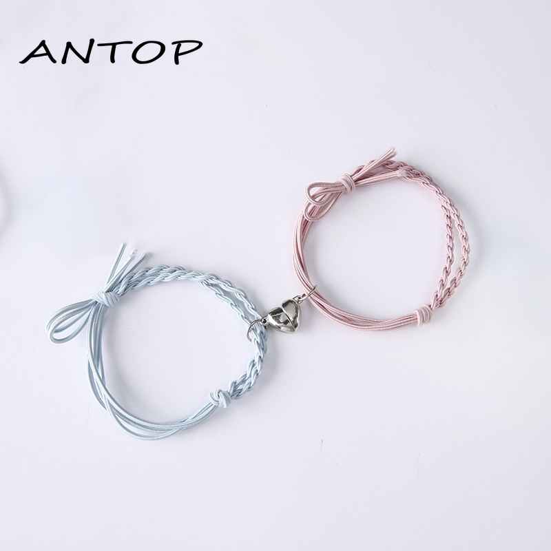 2 Pcs Gelang Pasangan Magnetik Warna Hitam Untuk Pria Dan Wanita