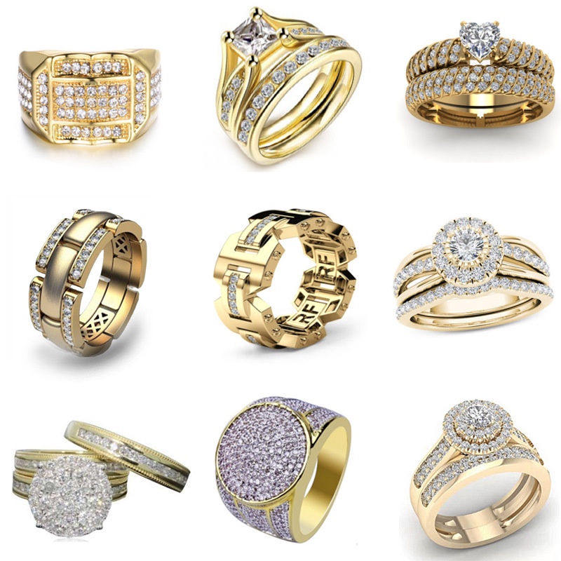 New product European and American popular golden ring combination series ring