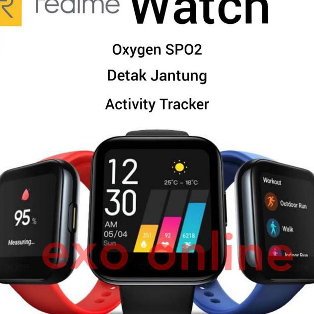 ✨ BIG SALE SMARTWATCH MURAH✨ REALME WATCH GARANSI RESMI JAM RELMI REAL ME REALMI - HITAM