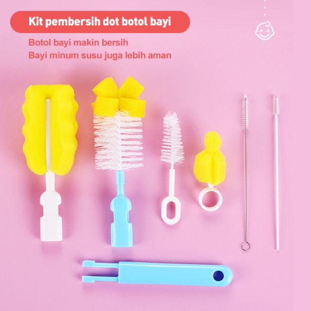 Sikat Sponge Pembersih Dot Botol Susu Bayi dan Gelas 6 in 1 / Sikat botol bayi