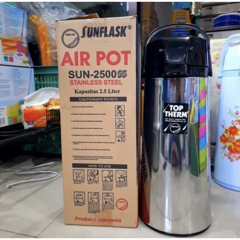 TERMOS AIR PANAS PENCET STAINLESS 2.5 LITER - 2500 SUNFLASK