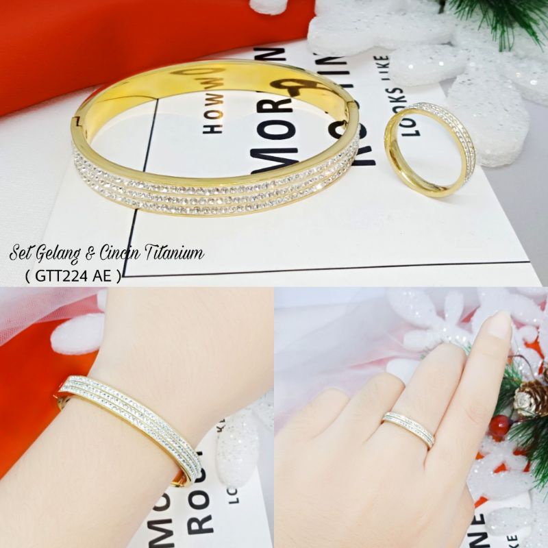 Gelang Titanium Set Cincin Dewasa GTT224 AE