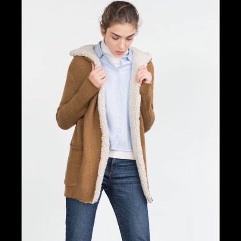 Zara Sherpa With Hoodie Outer Preloved
