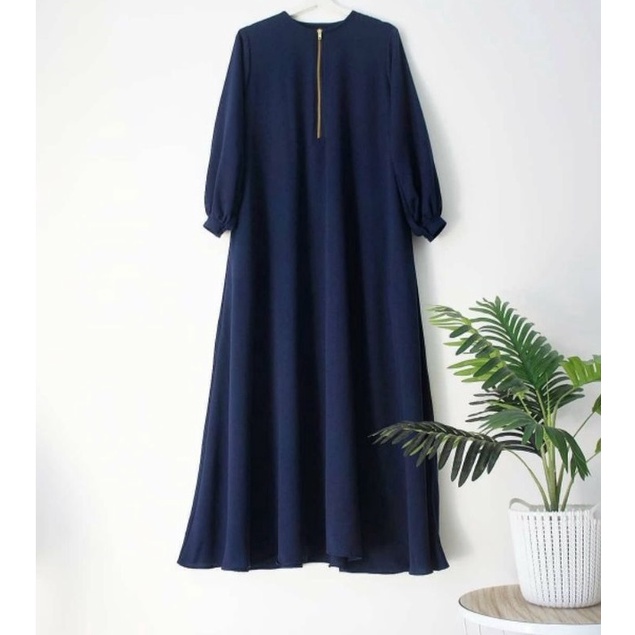 GAMIS RAISA POLOS JUMBO UP TO LD 140 BAHAN MOSCRAPE HALUS-Raisa Navy