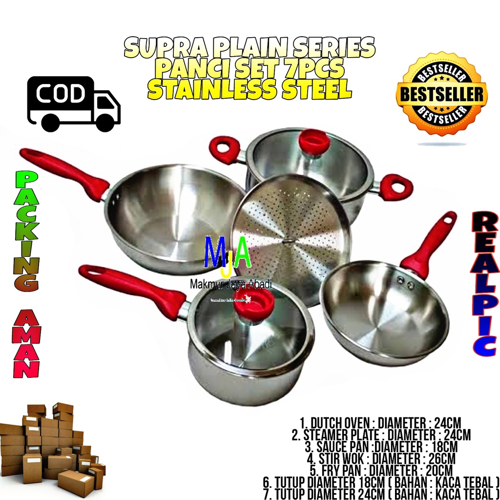 PROMO (BISA COD) SUPRA PANCI Set 7 Pcs Stainless Steel Panci Impact Series