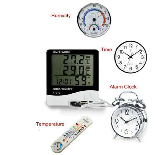 Jam Weker Digital Alarm Sensor Suhu Temperature Lembab HTC-2 HTC 2 Murah