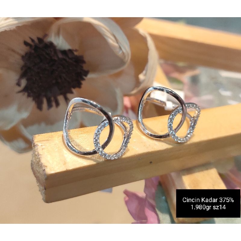 Cincin Emas Putih Asli Model Terbaru Kadar 375%/8K